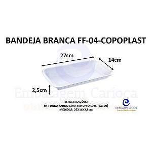 BANDEJA BRANCA FF-04 (B4 FUNDA) C/400 COPOPLAST 27X14X2,5
