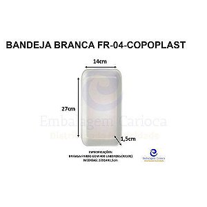 BANDEJA BRANCA FR-04 (B4 RASA) C/400 COPOPLAST 27X14X1,5