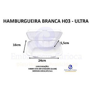 HAMBURGUEIRA BRANCA H03 FD.200 ULTRA 23,5X16,5X7,5 (ESTOJO)