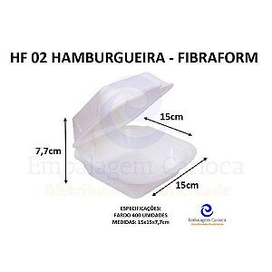 HF 02 HAMBURGUEIRA FIBRAFORM 15X15X7,7CM CX 400