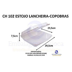 CH 102 ESTOJO LANCHEIRA CX C/100 COPOBRAS 29,5X23,5X7,5