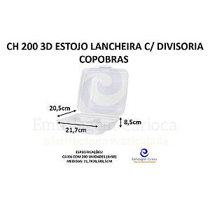 CH 200 3D ESTOJO LANCHEIRA C/ 3 DIVISORIA CX.4X50 COPOBRAS 21,7X20,5X8,5