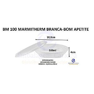 BM 550Q (BM 100) MARMITHERM BRANCA BASE QUADRADA 188X40MM 500ML  100UN BOM APETITE