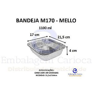 BANDEJA ALUMINIO M170 CX.100 MELLO-1100ML