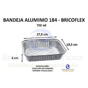 BF50010 - BANDEJA ALUMINIO 184 BRICOFLEX 1500ML CX 100UN