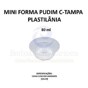 MINI FORMA PUDIM 80ML C/ TAMPA 16X20 PLASTILANIA