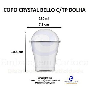 COPO CRYSTAL BELLO 150ML C/TP BOLHA 16X20 PLASTILANIA