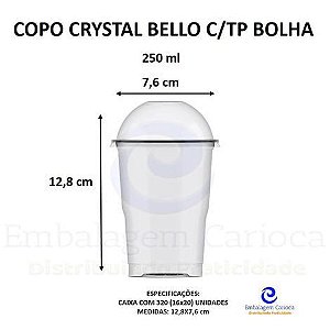COPO CRYSTAL BELLO 250ML C/TP BOLHA 16X20 PLASTILANIA