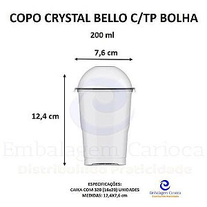 COPO CRYSTAL BELLO 200ML C/TP BOLHA 16X20 PLASTILANIA