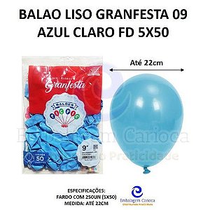 BALAO LISO GRANFESTA 09 AZUL CLARO FD 5X50