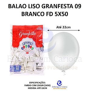 BALAO LISO GRANFESTA 09 BRANCO FD 5X50