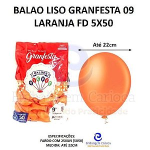 BALAO LISO GRANFESTA 09 LARANJA FD 5X50
