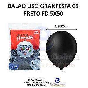 BALAO LISO GRANFESTA 09 PRETO FD 5X50