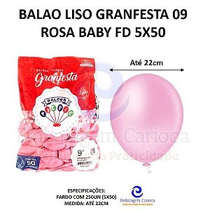 BALAO LISO GRANFESTA 09 ROSA BABY FD 5X50
