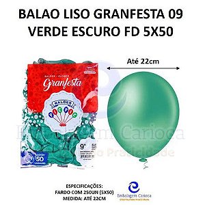 BALAO LISO GRANFESTA 09 VERDE ESCURO FD 5X50