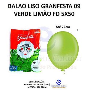 BALAO LISO GRANFESTA 09 VERDE LIMAO FD 5X50