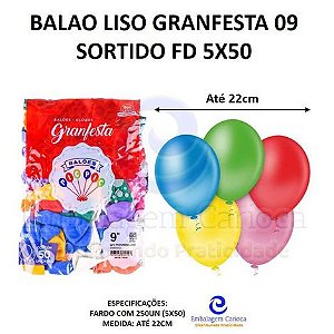 BALAO LISO GRANFESTA 09 SORTIDO FD 5X50
