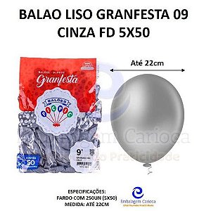 BALAO LISO GRANFESTA 09 CINZA FD 5X50