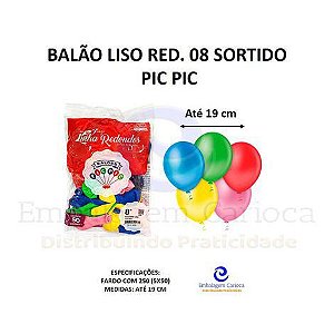 BALAO LISO RED. 08 SORTIDO PIC PIC FD 5X50