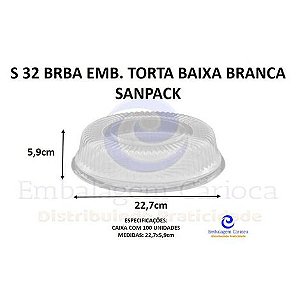 S 32 BRBA EMB. TORTA BAIXA BRANCA CX.100 SANPACK