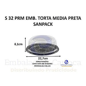 S 32 PRM EMB. TORTA MEDIA PRETA CX.100 SANPACK