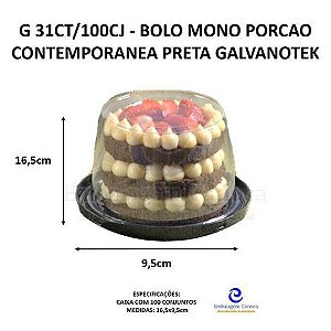 G 31CT/100CJ - BOLO MONO PORÇÃO CONTEMPORANEA PRETA PET GALVANOTEK