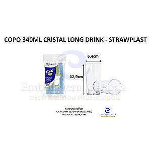 COPO 340ML CRISTAL LONG DRINK 12X10 STRAWPLAST 354