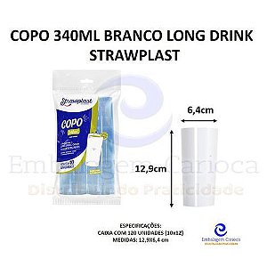 COPO 340ML BRANCO LONG DRINK 12X10 STRAWPLAST 611
