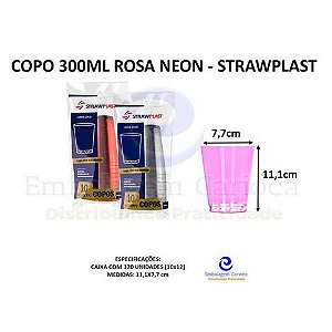 COPO 300ML ROSA NEON 12X10 STRAWPLAST 466