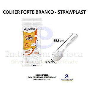 COLHER FORTE BRANCO 10X50 STRAWPLAST 210 (MASTER)