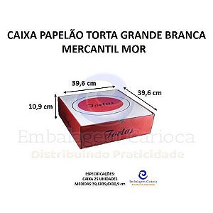 CAIXA PAPELAO TORTA GRANDE BRANCA C/25 39,6X39,6X10,9