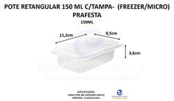POTE RETANGULAR PP 150ML C/TAMPA CX.15X20 PRAFESTA (FREEZER/MICRO) KIT