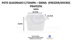 POTE QUADRADO 500ML C/TAMPA CX.10X20 PRAFESTA (FREEZER/MICRO)