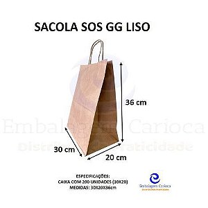 SACOLA SOS GG LISO (30X20X36) CX.10X20 PAPEL PARDO AB00735