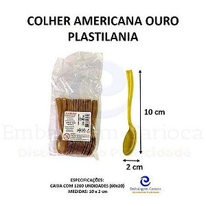 COLHER AMERICANA OURO 60X20 PLASTILANIA