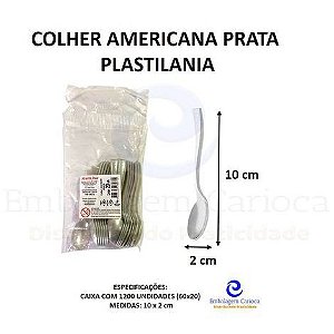 COLHER AMERICANA PRATA 60X20 PLASTILANIA