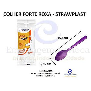 COLHER FORTE ROXA 10X50 STRAWPLAST (MASTER)