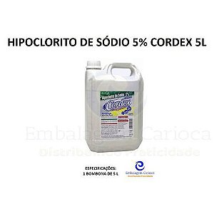 HIPOCLORITO DE SÓDIO 5% CORDEX 5L