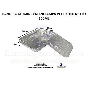 BANDEJA TAMPA PET ALUMINIO M120 CX.50 MELLO-500ML
