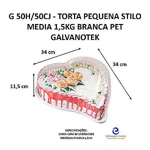 G 50H/50CJ - TORTA PEQUENA STILO MEDIA 1,5KG BRANCA PET GALVANOTEK (CORACAO)