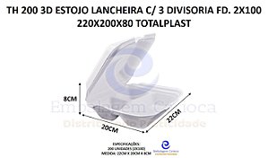 TH 200 3D ESTOJO LANCHEIRA C/ 3 DIVISORIA FD. 2X100 220X200X80 TOTALPLAST