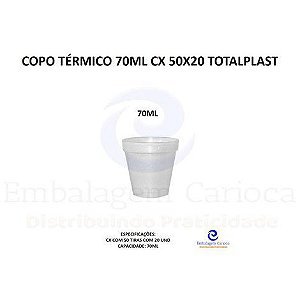 COPO TERMICO 70ML CX 50X20 TOTALPLAST