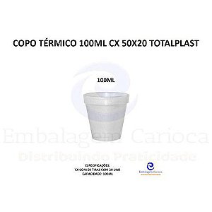 COPO TERMICO 100ML CX 50X20 TOTALPLAST