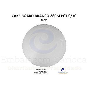 CAKE BOARD BRANCO 28CM PCT C/10