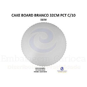 CAKE BOARD BRANCO 32CM PCT C/10