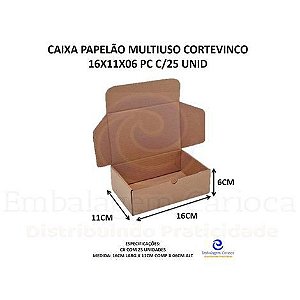 CAIXA PAPELAO (CORREIOS) MULTIUSO CORTEVINCO 16X11X06 PC C/25 UNID