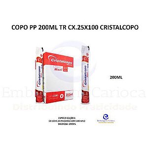 COPO PP 200ML TR CX.25X100 CRISTALCOPO