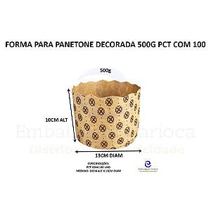 FORMA P/ PANETONE DECORADA 500G PCT C/ 100