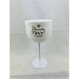 TACA GIN 500ML BRANCA/DOURADA FELIZ ANO NOVO C/50 COD 101 MAZEL