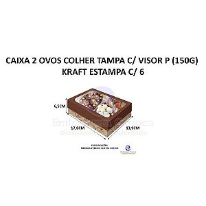 CAIXA 2 OVOS COLHER TAMPA C/ VISOR P (150G) KRAFT ESTAMPA C/6